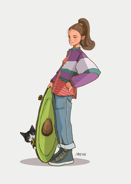 Girl with skate ( Character illustration)