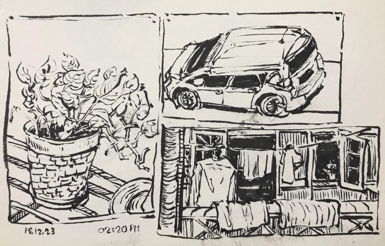 Sketching with brush pen