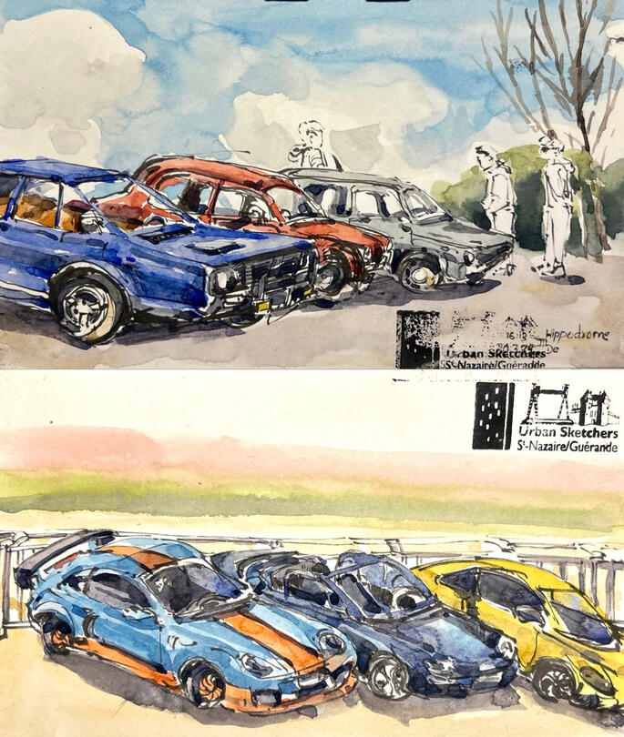 Car show in Pornichet ( with Urban Sketcher Saint-Nazaire)